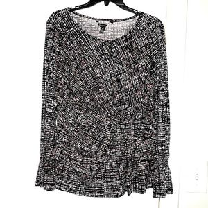 Ellen Tracy Long Sleeve Blouse Top Size Large